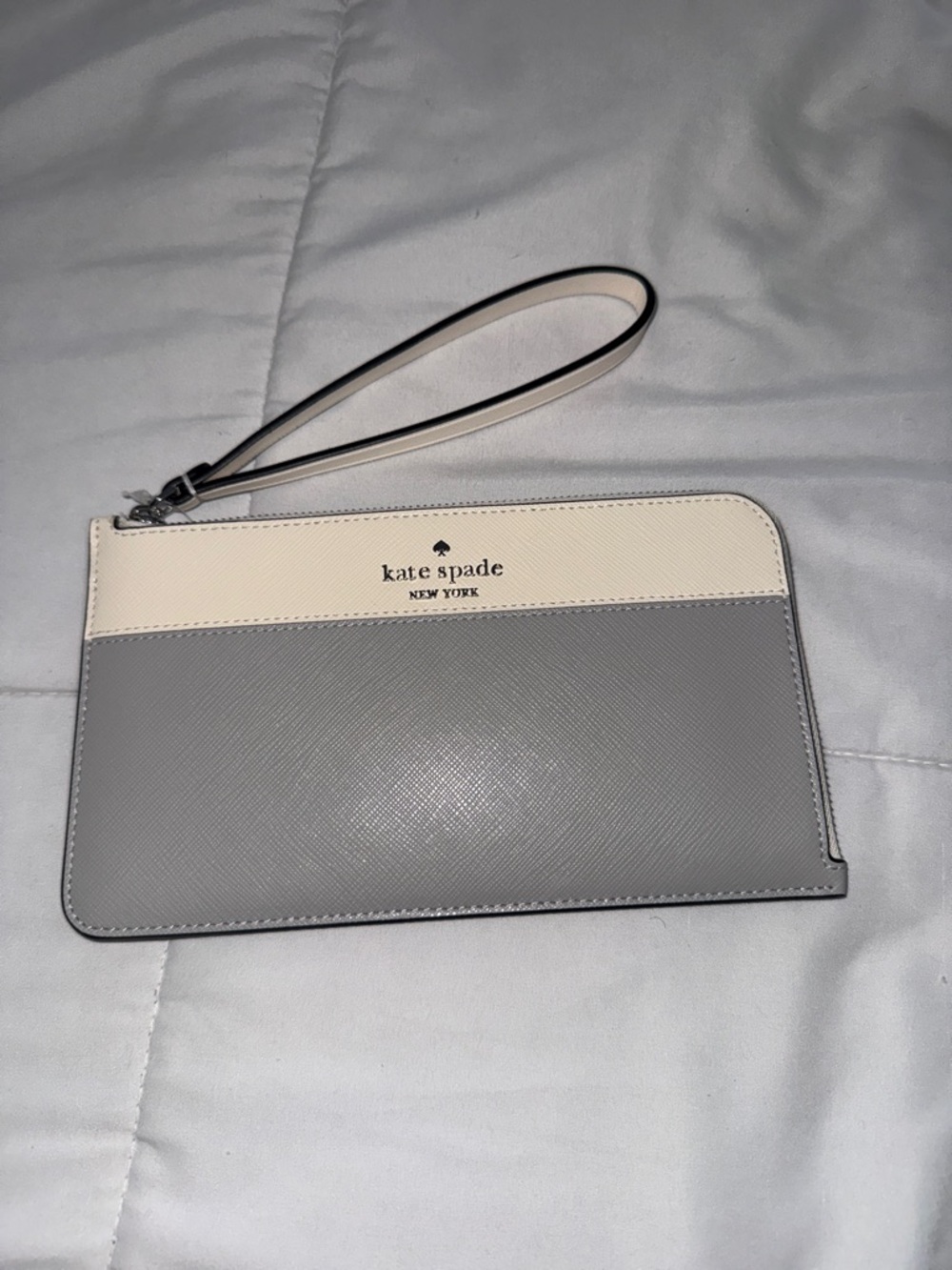 kate spade Two-Tone Gray and Cream Wristlet with Detachable Strap